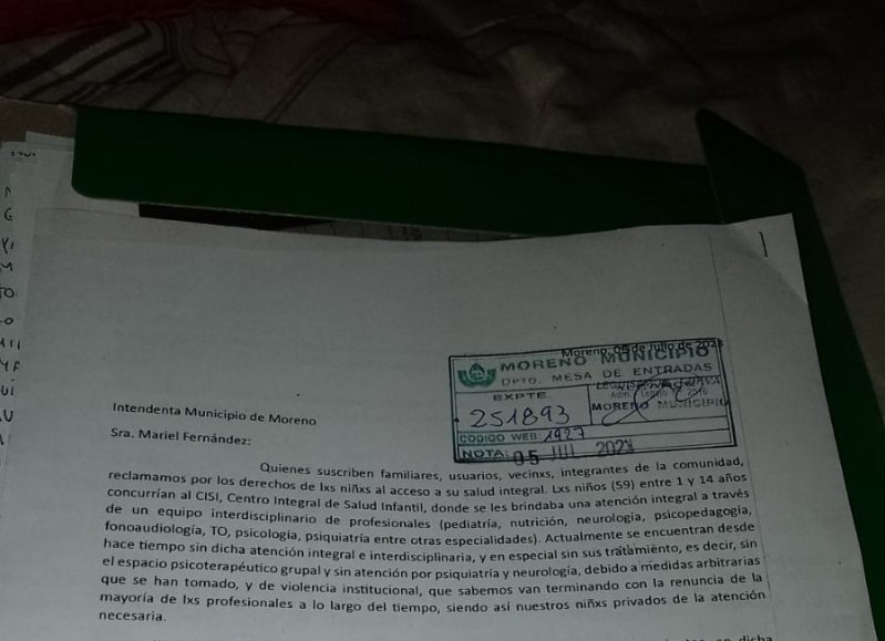 Lorena comentó a este medio que "nosotros tenemos niños con discapacidad, eran atendidos en Moreno".