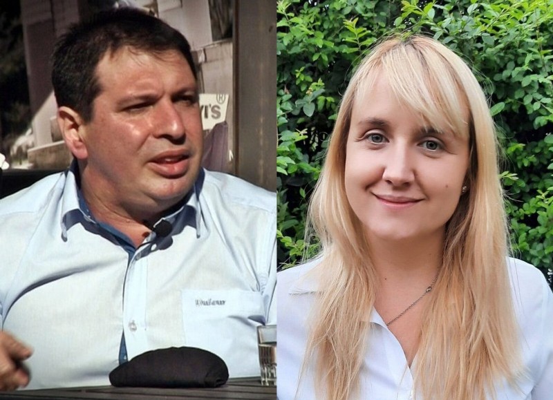 Leonardo Coppola, hoy empleado en CABA, y "la candidata" Gisele Agostinelli.