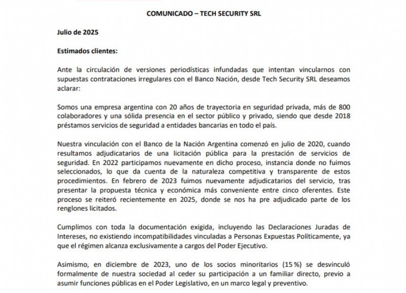 Comunicado oficial.
