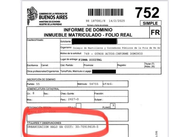El informe de dominio.