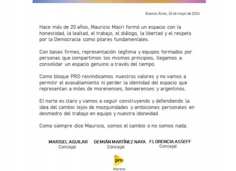 El comunicado oficial.