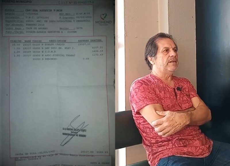 La boleta del año 2019 con sueldo de asesor municipal del dirigente kirchnerista.